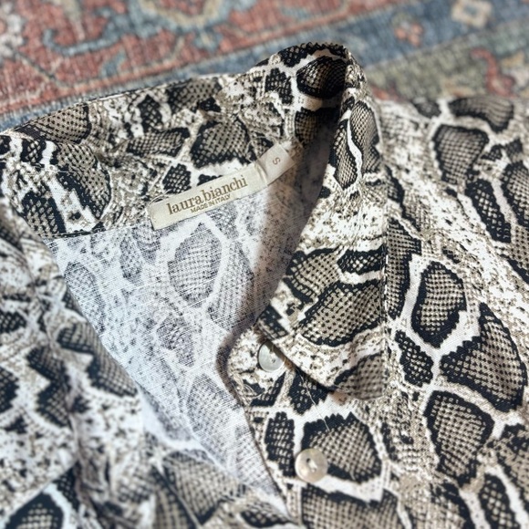 Laura Bianchi Italy 100% Linen Snakeskin Sleeveless Dress Size Small - Picture 5 of 5